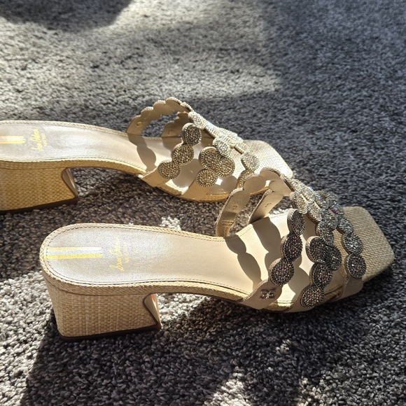 Sam Edelman Winter Square Toe Crystal & Chain Embellished Block Heel Sandal NWB - Picture 13 of 15